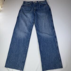 Reformation Val 90s Mid Rise Straight Jeans Size 29 Colorado Wash Raw Hem